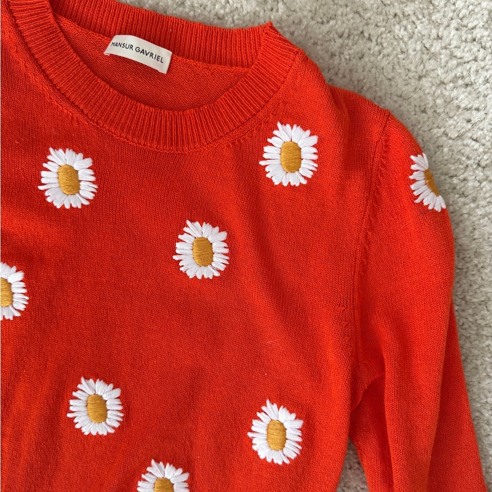 Mansur Gavriel Coral Orange Daisy Sweater XS - Picture 5 of 7